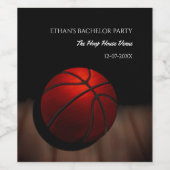 オレンジ ブラック バスケットボール バースデー パーティー チャンピオン ワインラベル (シングルラベル)