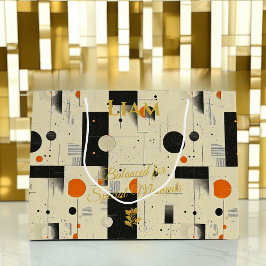 オレンジ & ブラック バランスの取れた幾何学アート ギフトバッグ