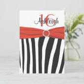 オレンジ、ブラック、ホワイトゼブラ16誕生日招待状 招待状 (スタンド正面)