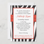 オレンジ、ブラック、ホワイトゼブラ16誕生日招待状 招待状 (裏面)