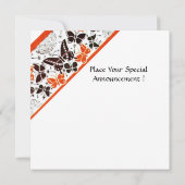 オレンジ ブラック ホワイト ファンシー バタフライ 招待状 (裏面)