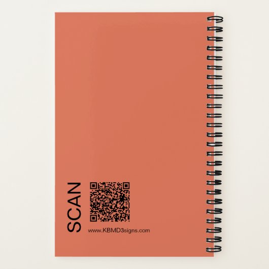 オレンジ ブラック ロゴ モットー フィットネス ワークアウト ミニマル ノートブック (裏面)