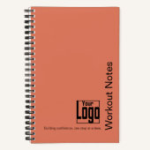 オレンジ ブラック ロゴ モットー フィットネス ワークアウト ミニマル ノートブック (正面)