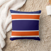 オレンジ&ブルーはっきりしたのストライプ飾り枕 クッション (ブランケット)