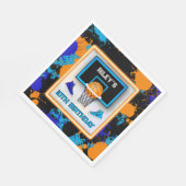 オレンジ&ブルーバスケッ絵を描プ(ばちゃばちゃ)跳ねる誕生日 スタンダードランチョンナプキン (角)