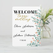 オレンジ ブルーム フローラル ウェルカム サイン 招待状 (スタンド正面)