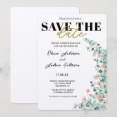 オレンジ ブルーム フローラル セーブ・ザ・デート 招待状 (正面/裏面)