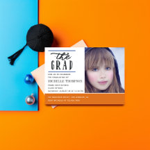 オレンジ&ブルー卒業パーティー招待状