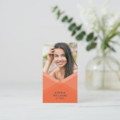 オレンジ&ブルー層幾何ソーシャルメディア写真 名刺 (スタンド正面)