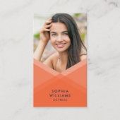 オレンジ&ブルー層幾何ソーシャルメディア写真 名刺 (正面)