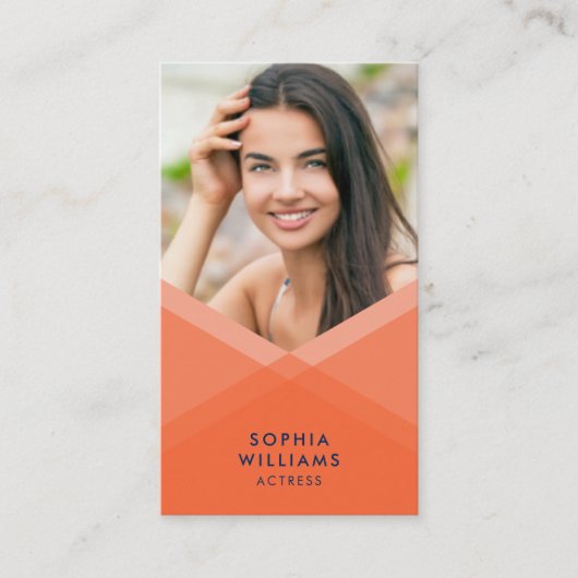 オレンジ&ブルー層幾何ソーシャルメディア写真 名刺 (正面)