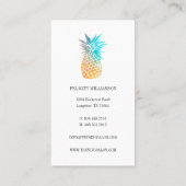 オレンジ&ブルー水彩熱帯性パイナップルフルーツ 名刺 (裏面)