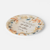 オレンジ&ブルー秋フローラ感動的結婚ズ ペーパープレート (アングル)