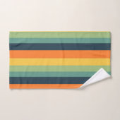 オレンジ、ブルー、イエロー、グリーンのストライプ バスタオルセット (ハンドタオル)