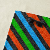 オレンジ、ブルー、グリーン、ブラックグリッターストライプのサラー ビーチタオル (インサイチュ)