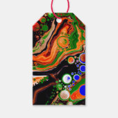 オレンジ、ブルー、グリーン、ブラックデジタル流体アート ギフトタグ (正面)
