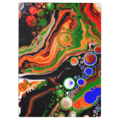 オレンジ、ブルー、グリーン、ブラックデジタル流体アート クリップボード (裏面)
