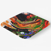 オレンジ、ブルー、グリーン、ブラックデジタル流体アート ペーパープレート (傾斜あり)