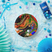 オレンジ、ブルー、グリーン、ブラックデジタル流体アート ペーパーボウル (パーティー)