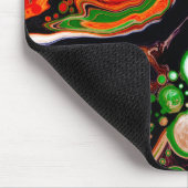 オレンジ、ブルー、グリーン、ブラックデジタル流体アート マウスパッド (コーナー)