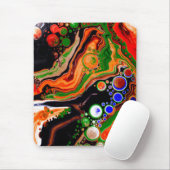 オレンジ、ブルー、グリーン、ブラックデジタル流体アート マウスパッド (マウス)