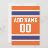 オレンジ ブルー スポーツ ジャージ 誕生日パーティー 招待状 (裏面)