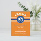 オレンジ ブルー スポーツ 誕生日パーティー 招待状 (スタンド正面)