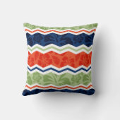 オレンジ、ブルー、セージ緑の熱帯性風合い クッション (裏面)