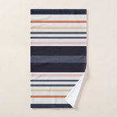 オレンジ、ブルー、ピンクのストライプ バスタオルセット (ハンドタオル)