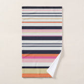 オレンジ、ブルー、ピンクのストライプ バスタオルセット (ハンドタオル)