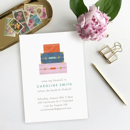 オレンジ ブルー ピンク お別れパーティー招待状 招待状