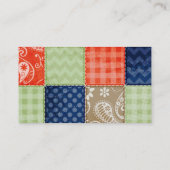 オレンジ、ブルー、ブラウン、セージ緑のパッチワーク 名刺 (裏面)