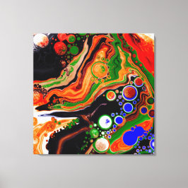 オレンジ、ブルー、ブラックデジタル流体アート キャンバスプリント