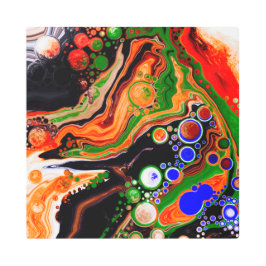 オレンジ、ブルー、ブラックデジタル流体アート メタルプリント