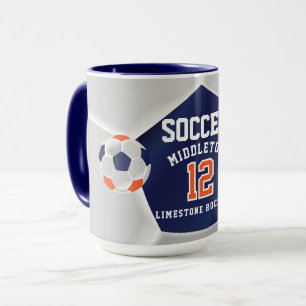 オレンジ、ブルー、ホワイト⚽サッカースポーツ マグカップ