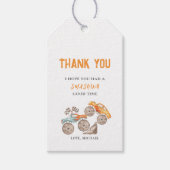 オレンジ・ブルー・モンスター・トラック 誕生日プレゼントタグ ギフトタグ (正面)