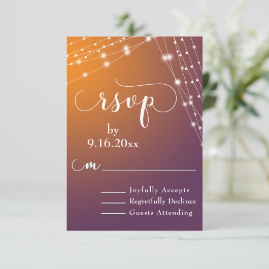 オレンジ プラム オンブレ & ライト ストリングス ウェディング RSVP 2 (スタンド正面)