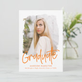 オレンジ | プレピー スクリプト フォト 卒業パーティー 招待状 (スタンド正面)