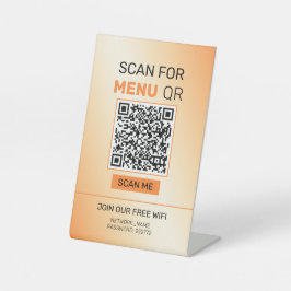 オレンジ＆ベージュの背景のペデスタルサイン 台座サイン