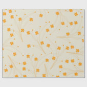 オレンジ ベージュ レトロ Y2K 70年代 フラワー パターン ラッピングペーパー (フラット)