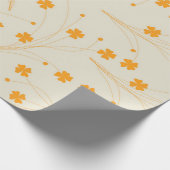 オレンジ ベージュ レトロ Y2K 70年代 フラワー パターン ラッピングペーパー (角)