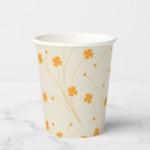 オレンジ ベージュ レトロ Y2K 70年代 フラワー パターン 紙コップ (左)