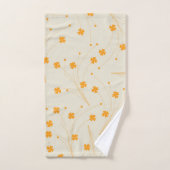 オレンジ ベージュ レトロ Y2K 70年代 花柄 バスタオルセット (ハンドタオル)