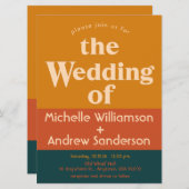 オレンジ ペコック モダン レトロ 6.5x8.75 招待状 (正面/裏面)