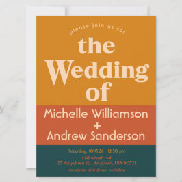 オレンジ ペコック モダン レトロ 6.5x8.75 招待状