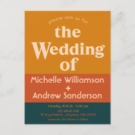 オレンジ ペコー モダン レトロ インビテーションポストカード