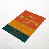 オレンジ ペコー モダン レトロ 箔招待状 (回転した状態)