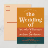 オレンジ ペコ モダン レトロ インビテーションポストカード (正面/裏面)