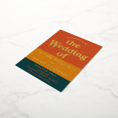 オレンジ ペコ モダン レトロ 箔招待状ポストカード (回転した状態)