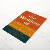 オレンジ ペコ モダン レトロ 箔招待状 (回転した状態)